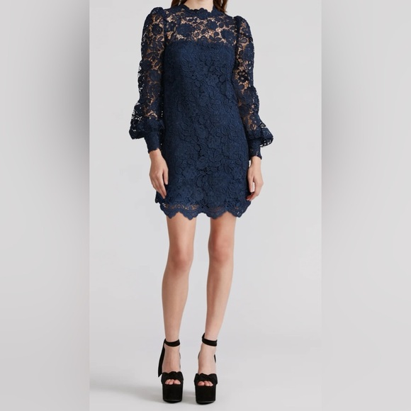 ZAC POSEN LONG SLEEVE GUIPURE LACE DRESS Style #46F224020-410